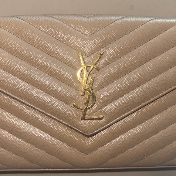 Yves Saint Laurent Taupe Quilted Leather Chain Bag - Picture 9 of 10